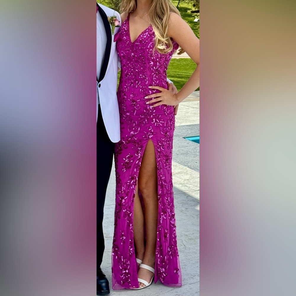 Primavera Couture Magenta Sequin Gown - Picture 7 of 7